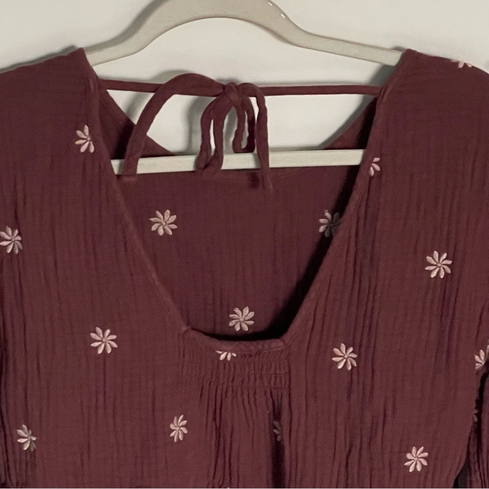 Madewell Embroidered Lightspun Peplum Open-Back Top Size Small 47875 - Picture 10 of 16